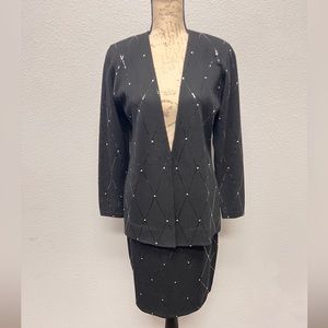 St. John by Neiman Marcus Vintage Sequin  2 Piece Blazer & Skirt Set Size 2